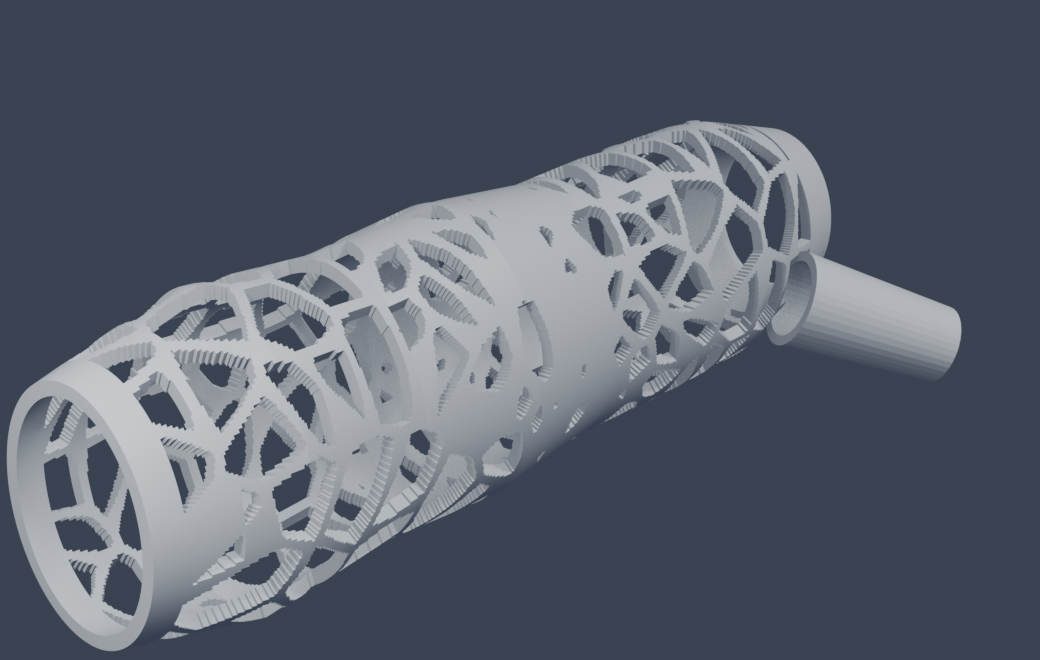 Newton's 3D-printed contoured trabecular thumb-lock cast, sized to this arm