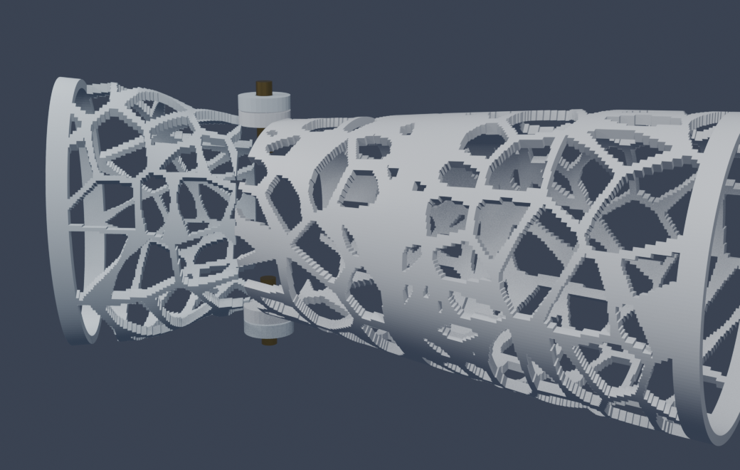 Newton's hinged forearm cast: a forearm sleeve and hand piece joined by a lateral wrist pivot, shown flexed
